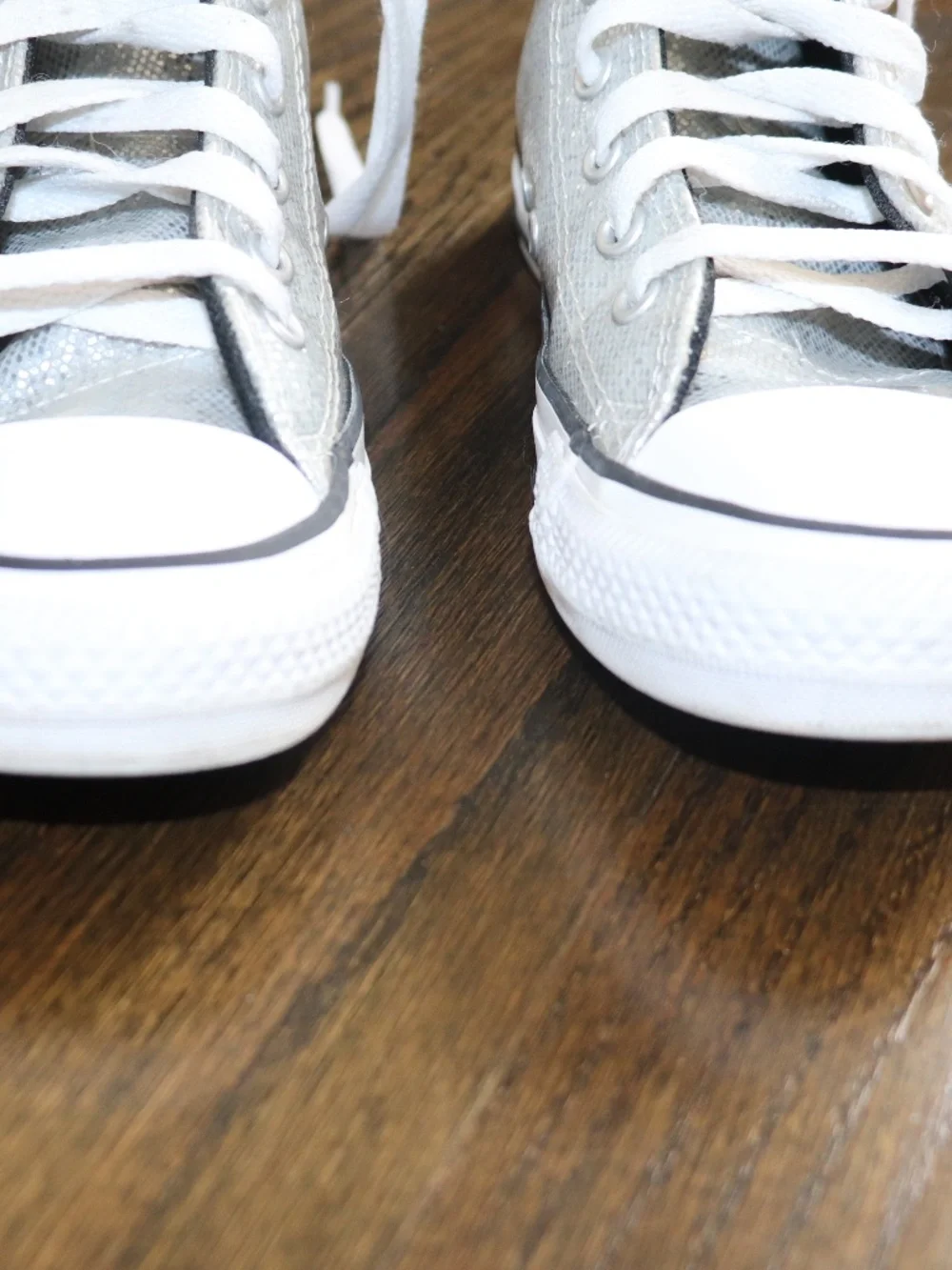 Converse Chuck Taylor All Star Glitter High Top Sneaker Shoes Size 3.5 Silver - Picture 9 of 11